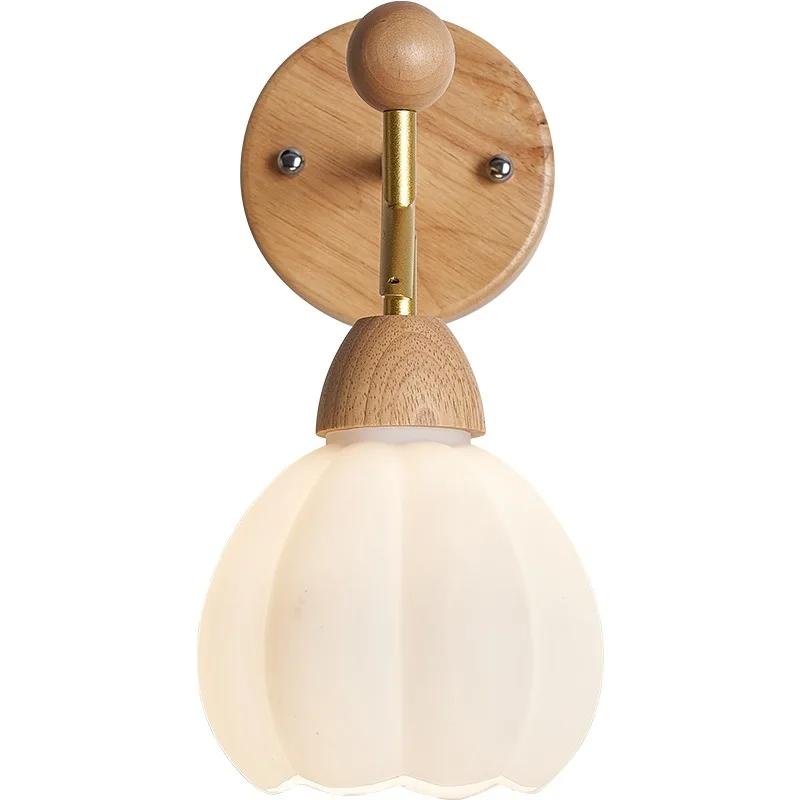 

Japanese bedroom bedside wall new simple pleated background wall lamp American retro Internet celebrity study aisle lamp