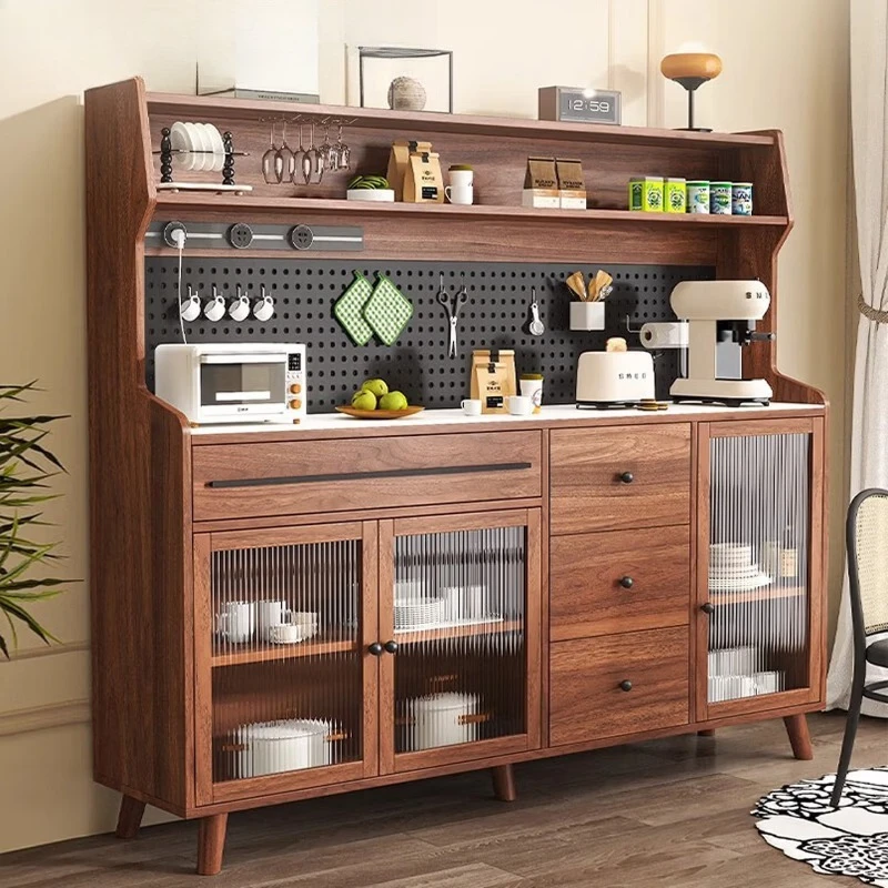 

Yuanting solid wood dining side cabinet integrated wall cabinet rock slab living room antique coffee cabinet kitchen storage