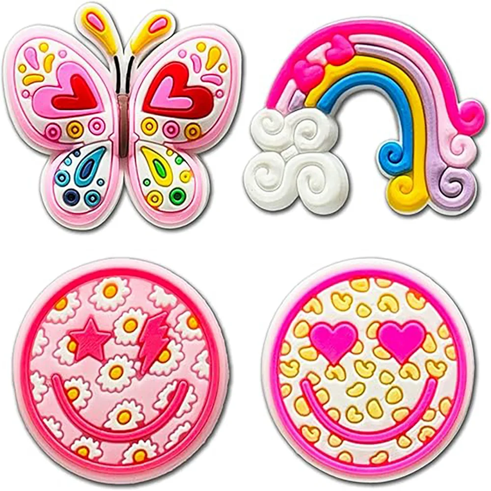 Kawaii Rainbow Unicorn PVC Shoe Charms Butterfly Candy Fruit Dinosaur Detachable Clog Shoe Decor Gift for Cute Party Collectors
