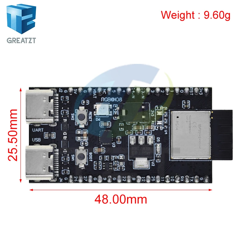 GREATZT ESP32-H2-DevKitM WiFi+Bluetooth H2 Series Thread/Zigbee/BLE ESP32-H2 ESP32-H2-DevKitM-1-N4 ESP32-H2-MINI-1 For Arduino