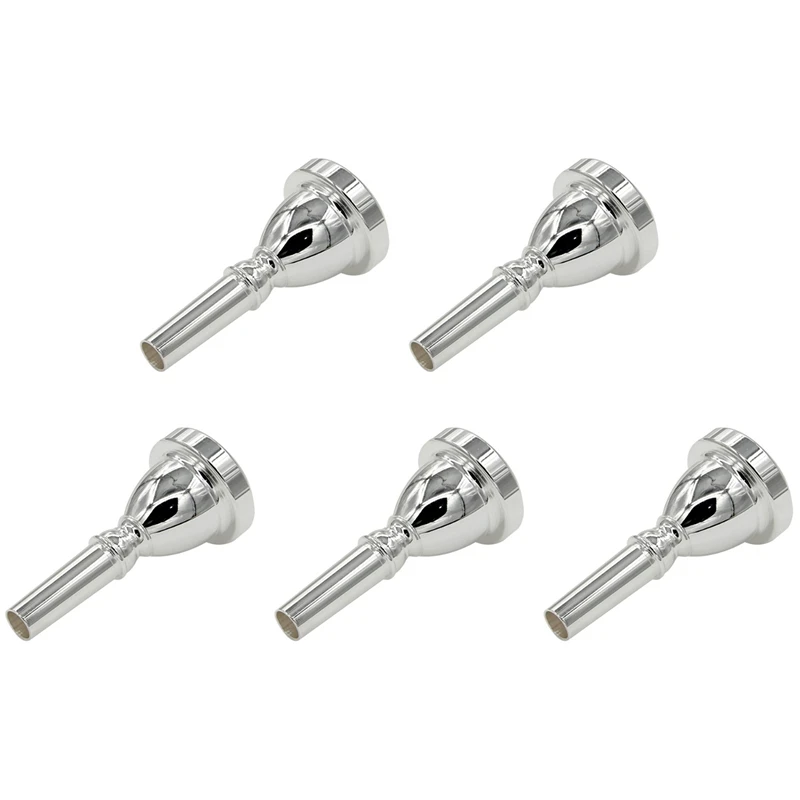 New 5X Large Mouth Large Holding Mouthpiece TUBA Mouthpiece Silver Plated Bass Large Mouthpiece