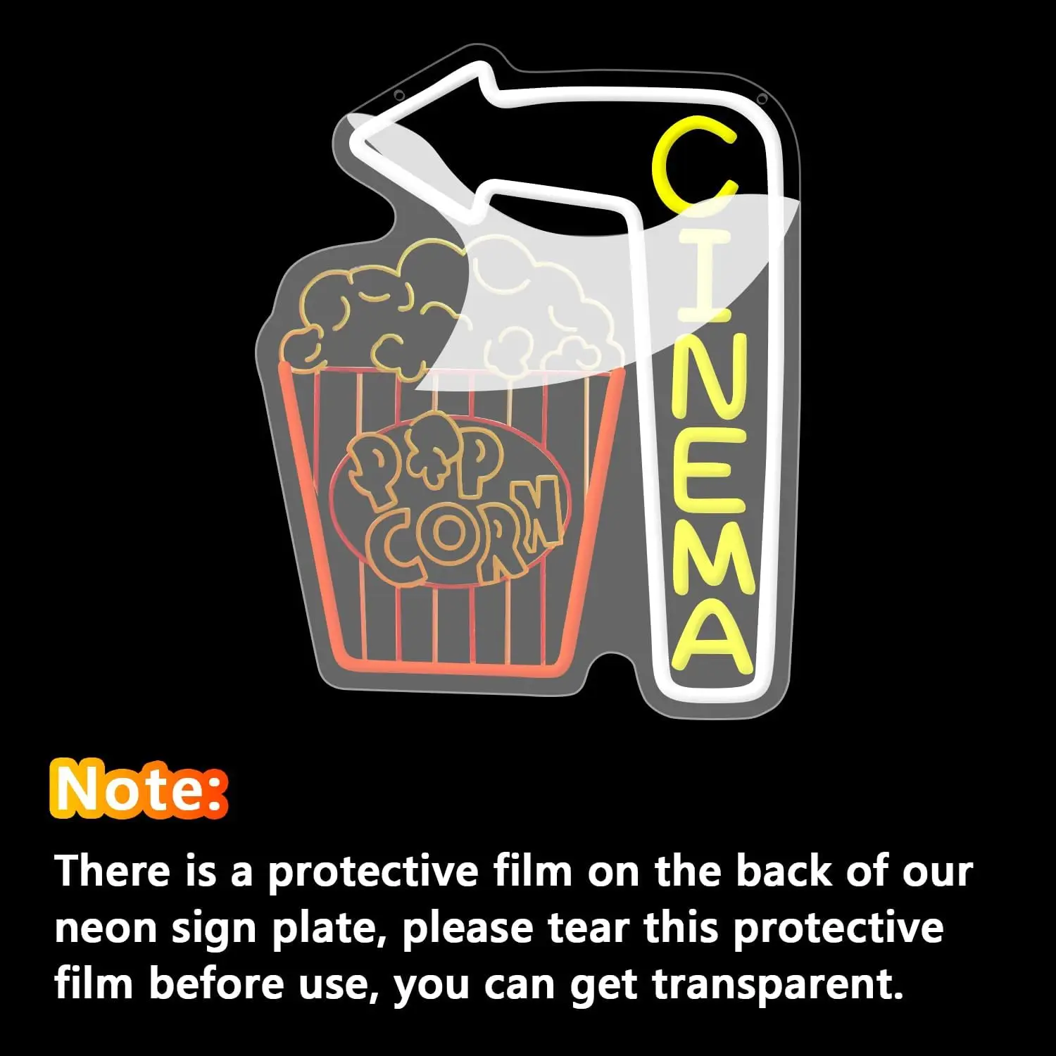 Letrero de neón para cine, cubo de palomitas de maíz regulable por USB, luz de neón para cine en casa, Bar, sala de juegos, película Retro, luz LED nocturna, regalo de decoración