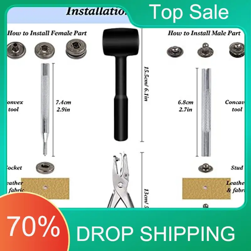 

AT03 Комплект верхних кожаных застежек, 120 комплектов металлических застежек-кнопков с 6-инструментами для установки, для браслетов, курток