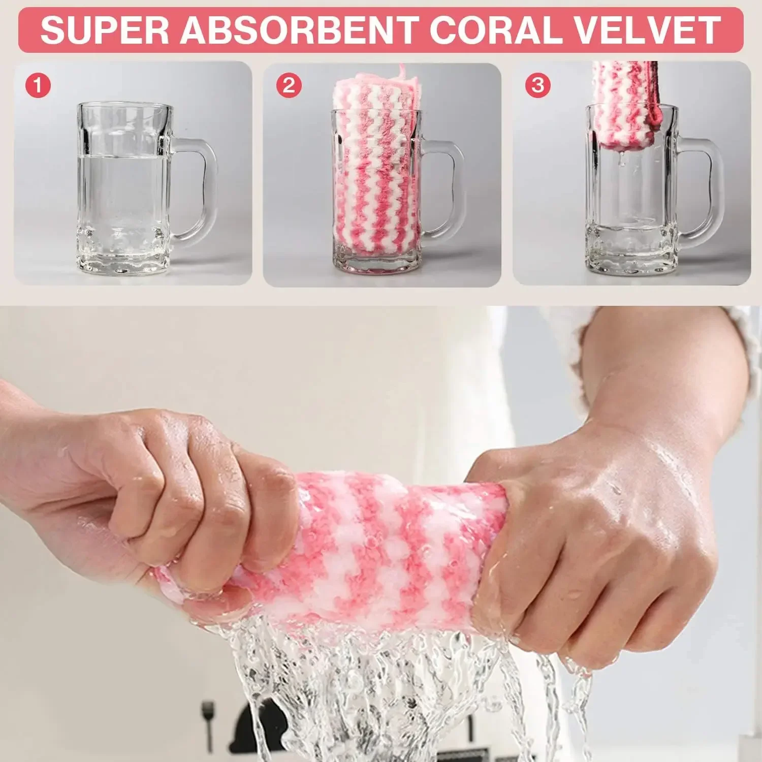 100/1PCS Super Absorbent Dishcloths Coral Fleece Cleaning Cloths Thickened Kitchen Washing Dish Rags Glass Windows Wipe Towels