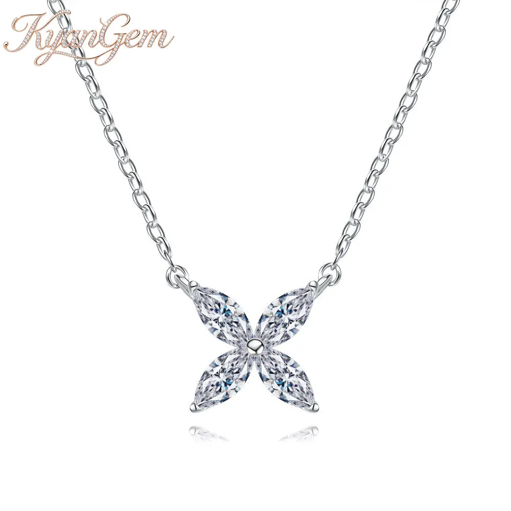 KyanGem Fashion Luxury Lucky Knot Pendant 1.2 Carat Moissanite Platinum PT950 Necklace for Women Timeless Jewelry Gifts