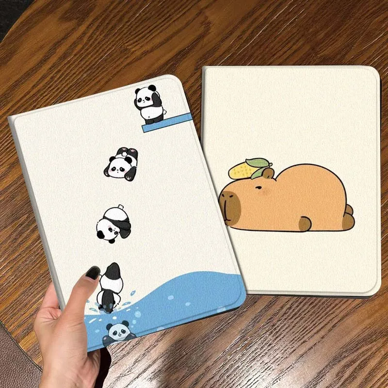 

Cartoon Cute Capybara Panda For iPad Pro Air Mini 2 3 4 5 6 7 6th 7th 10th 11th 10.2 9.7 10.5 11 Foldable Tablet Case Gift