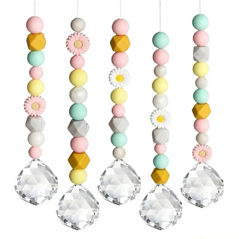QX2E Crystal Sun Catcher Set of 5 for Indoor Home Display, Bedroom Styling, and Sunlight Reflective Visual Interest Indoors