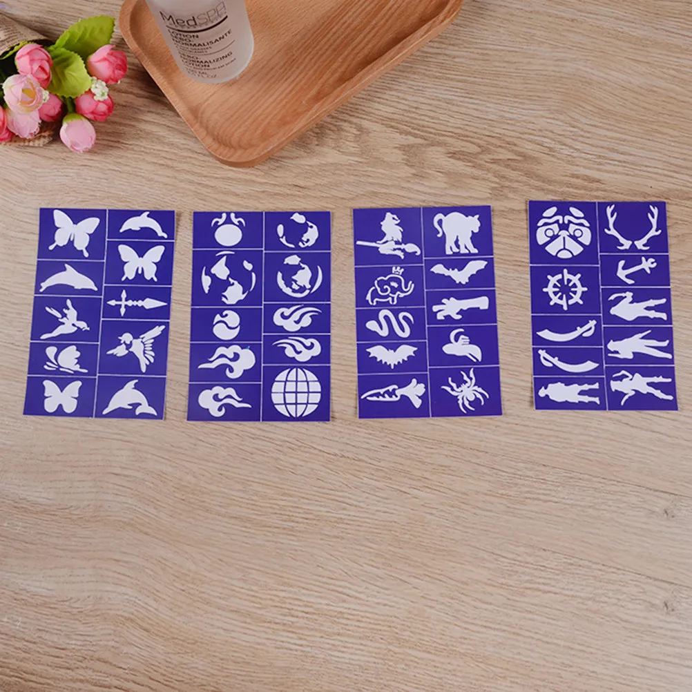 

200pcs Reusable Halloween Stencils for Face Painting Glitter Tattoos Airbrush Makeup Templates Temporary Tattoo Party Props Set