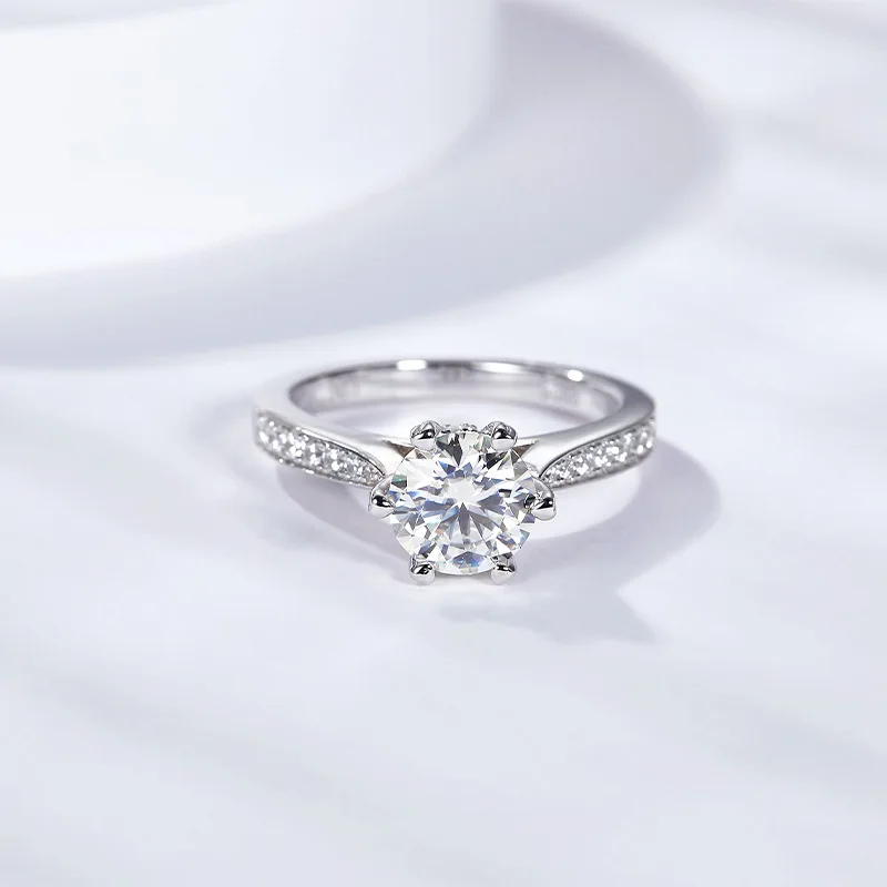 SONGYUN Moissanite Diamond Jewelry 1ct Moissanite Rotatable Floating Center Stone Ring, Can Pass Diamond Tester