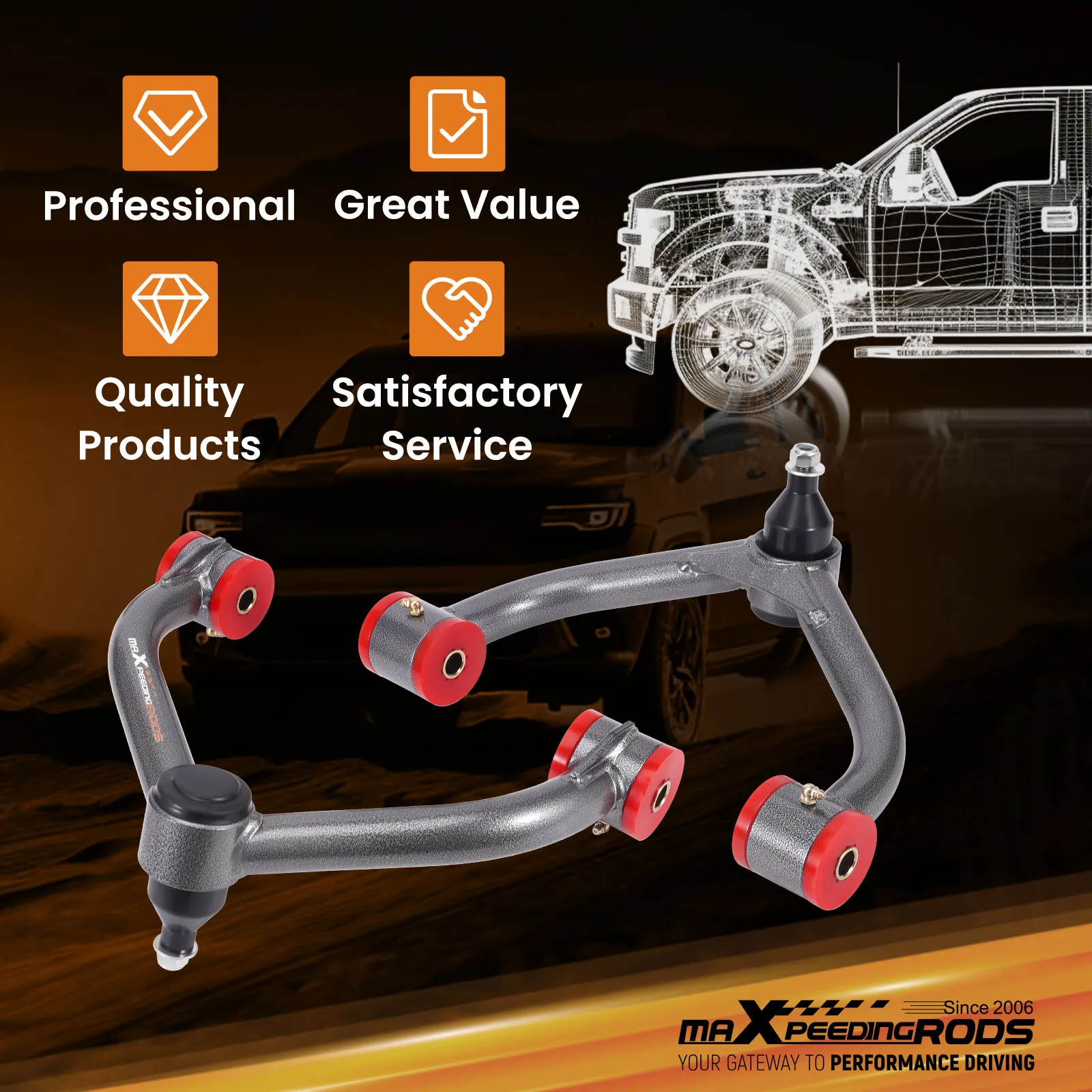 

Front Upper Control Arms 2-4" Lift For 11-20 Chevy Silverado GMC Sierra 2500HD