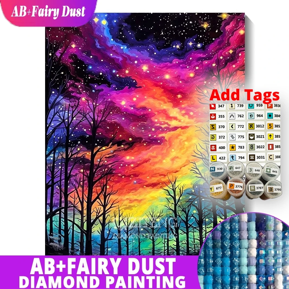 AB Fairy Dust Dazzling Starry Forest Scenery Personality DIY Full Drill Diamond Painting Decorative Rhinestone Mosaic Cross-Stit