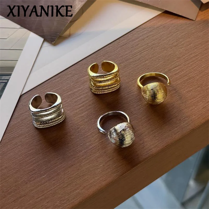 

XIYANIKE Brushed Metal Adjustable Open Rings For Men Women Niche Fashion New Jewelry Lovers Gift Party Rock кольцо