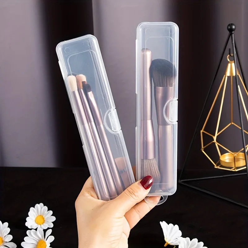 3pcs Transparent Flip Cover Portable Storage Box,Portable makeup box,Makeup Brush Holder,Eyebrow Pencil Toothbrush Organizer