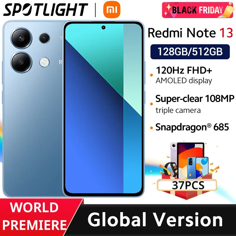 Global Version Xiaomi Redmi Note 13 Smartphone Snapdragon® 685 108MP camera  33W charging 120Hz AMOLED display