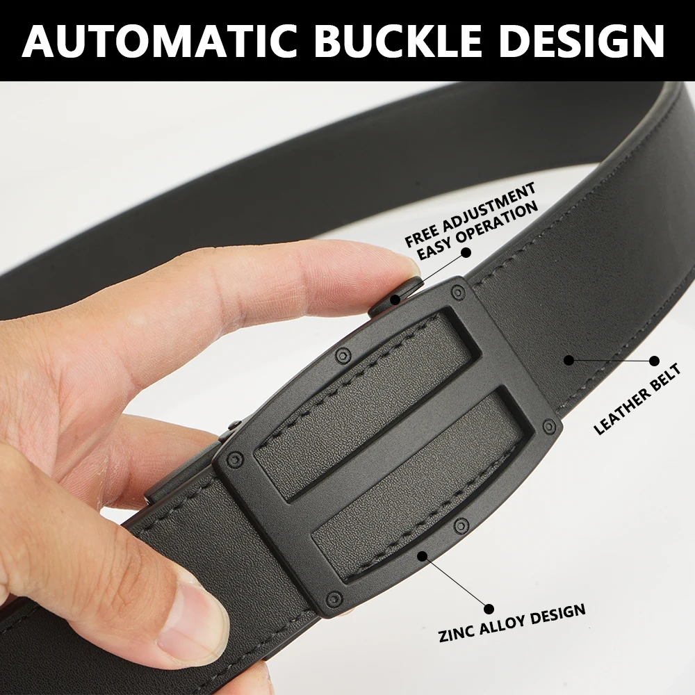 TUSHI جديد حزام رجالي التلقائي جلد طبيعي حزام فاخر من الرجال الذكور المعادن التلقائي مشبك مصمم حزام خصر عالي الجودة #2
