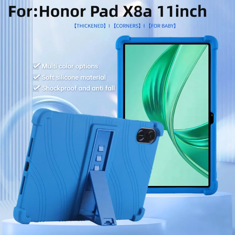 for Honor Pad X8a Tablet Case 11 inch funda, Kids Friendly Soft Silicone Adjustable Stand Cover NDL-W09 protective sleeve