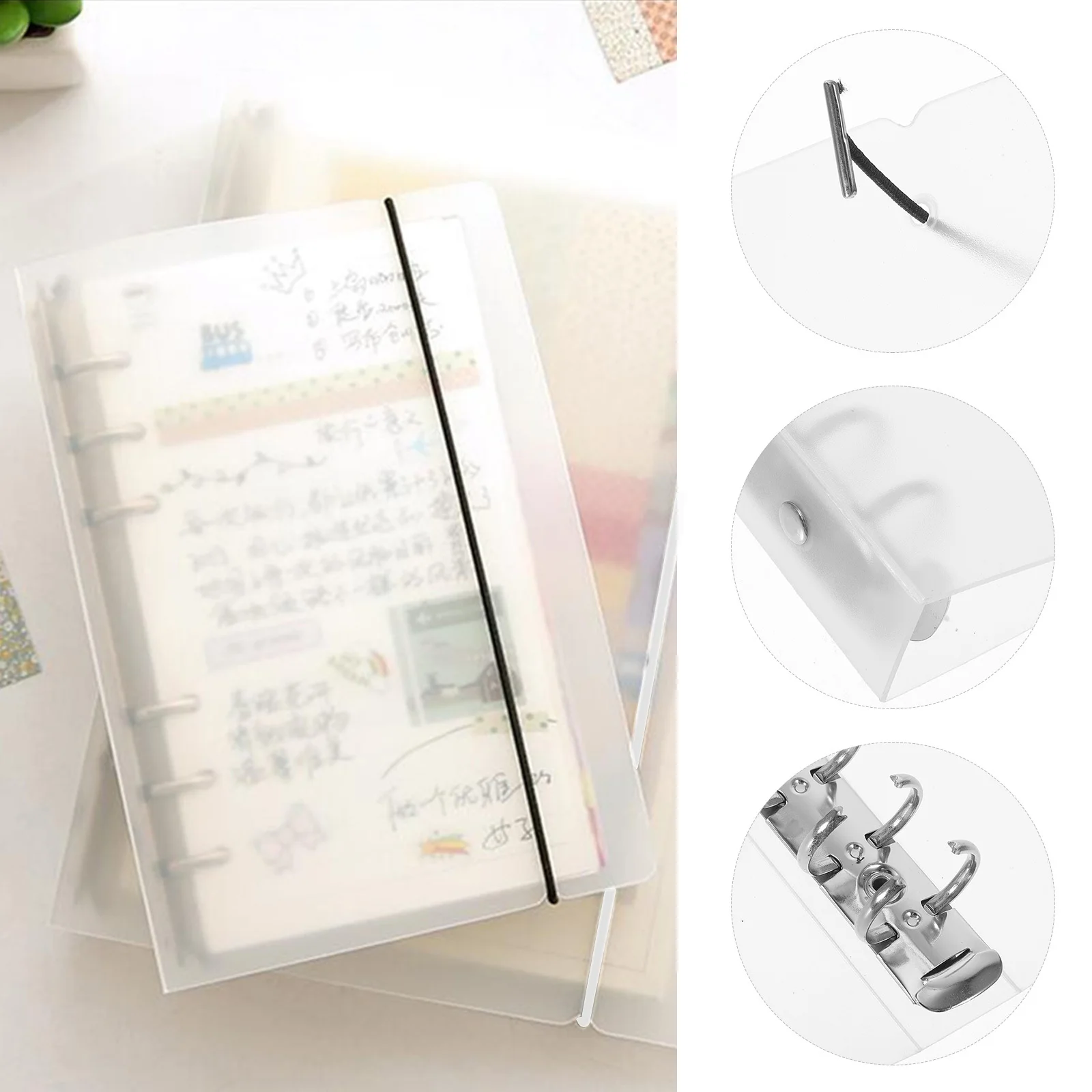 

2Pcs A7 Planner Binder Kawaii Cute Notebook Shell for A5 A7 Papers Metal Ring Binder Adjustable Document Organizer Folder