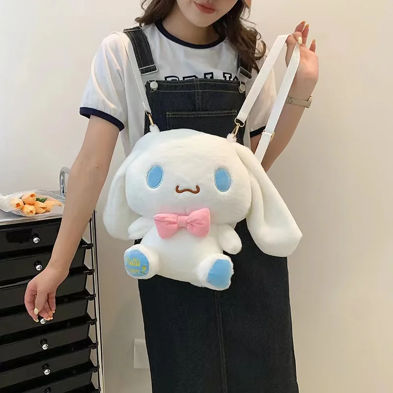 Mochila Feminina Sanrio, Estrela Cinnamoroll, Melodia Rosa, Boneca Decorativa, Kawaii Bonita, Bolsa de Ombro 33cm, 2024