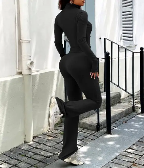 2025 خريف/شتاء جديد أزياء المرأة نمط رياضي غير رسمي سترة طويلة الأكمام اليوغا فستان أطفال مع سروال داخلي الملابس النسائية #3