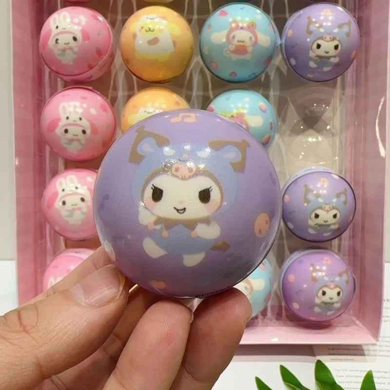 New Sanrio Cartoon Pu Decompression Ball Kawaii Mini Elastic Ball Children's Reaction Training Ball Student Puzzle Squeeze Toys