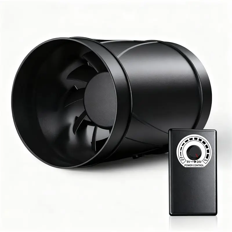 Inline Pipe Fan, 100 Mm Adjustable,Quiet Extractor Fan With Power Cable- Bathroom Fan Suitable For Greenhouses, Basements