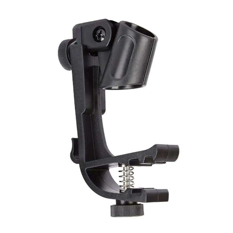 Black Durable Clip On Drum for RIM Shockproof Mount Support Adjustable Microphone Mic Clamp Stand Holder Bracket Accesso