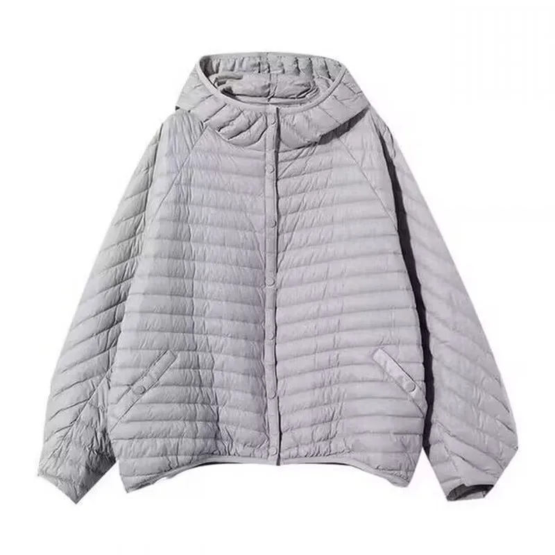 2023 New Winter Women 90% White Duck Down Coat Casual Light Puffer Jacket Female Short Single Breasted Warm Parkers