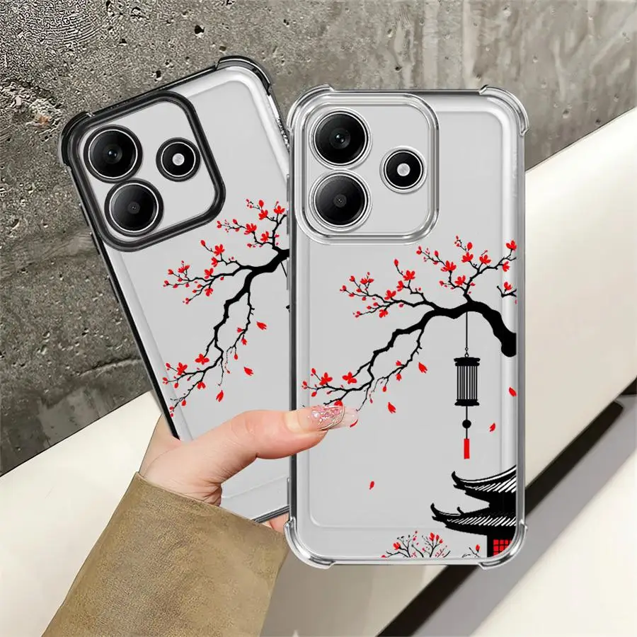 Чехол для телефона Redmi Note 14 Pro Plus 13C 11 K80 11s 12 A3 A5 9 Pro 10 Lite Note 13 с пейзажным дизайном в национальном стиле