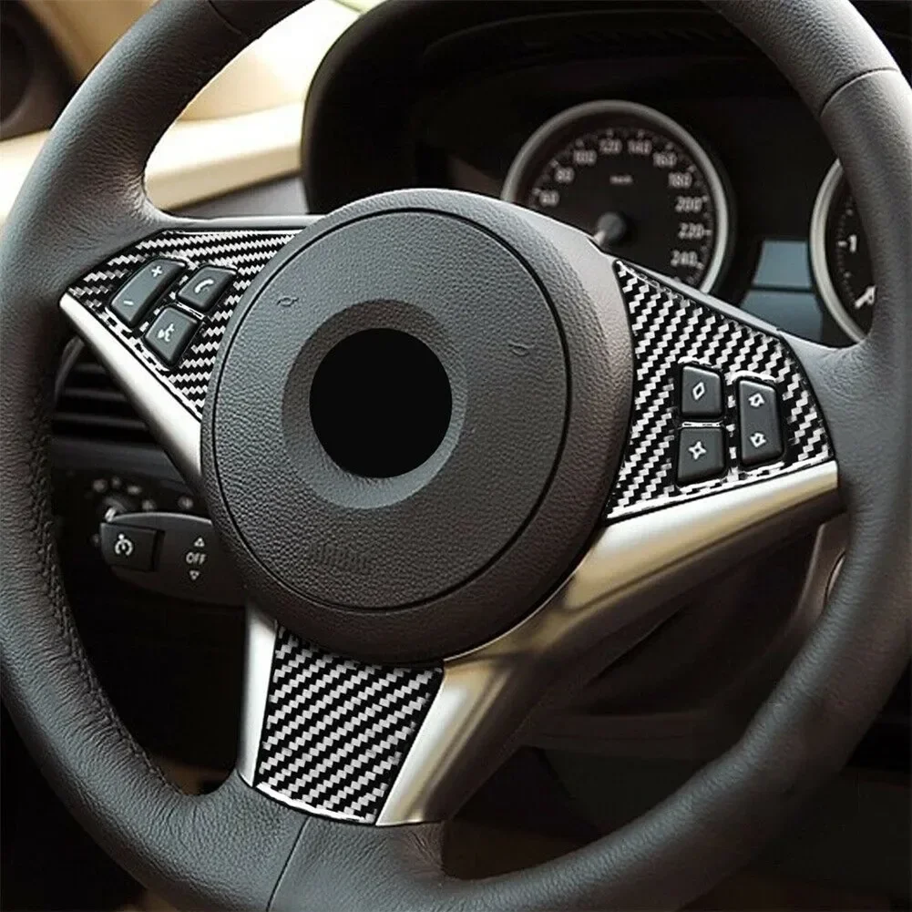 

Sticker Steering Wheel Cover 2004-2010 3Pcs Black Carbon Fiber E63 For BMW 6 Series Trim High Quality Hot Sale