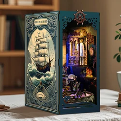 DIY Wooden Book Nook Riddle On The Seabed Bookend Figurines Miniatures Kits Handmade Bookshelf Friends Gifts Home Decor Crafts