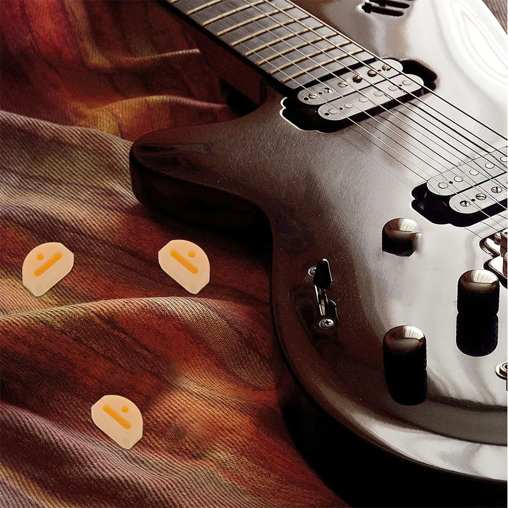 

12 Pcs Guitar String Bridge Beads Classical Accessories Beige Plastic 3 Hole Durable Secure Replacement Strap Locks Maintenance