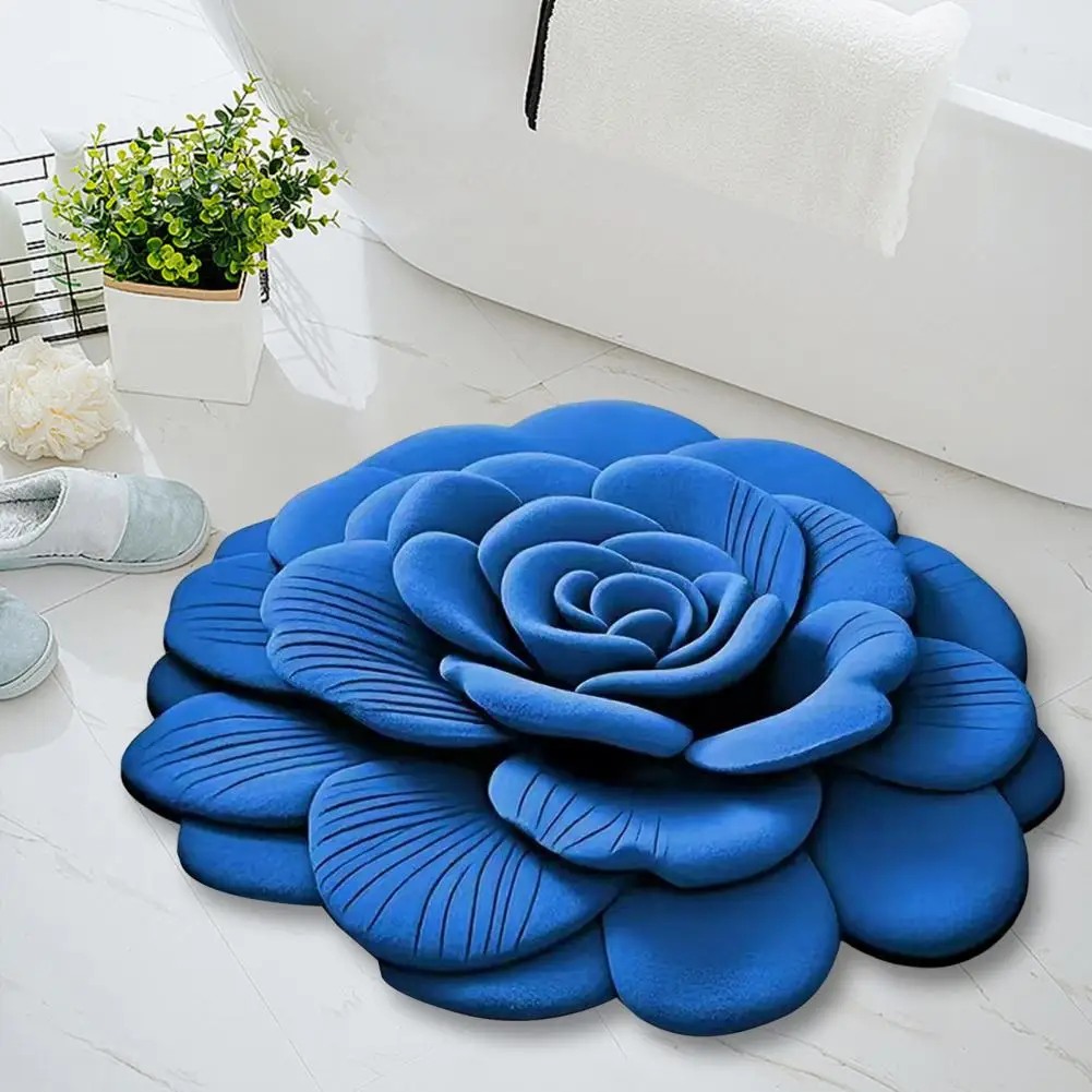 Floral Patterned Rug Floral Floor Mat Non-slip Absorbent Bathroom Rug 3d Realistic Flower Pattern Entrance Mat Super Soft