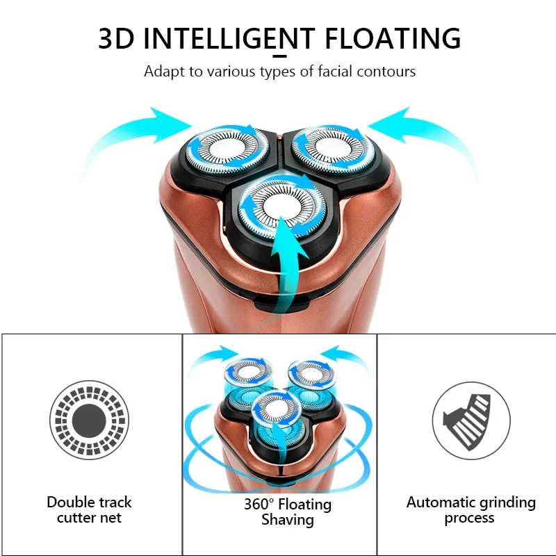 เครื่องโกนหนวดไฟฟ้าแบบชาร์จไฟได้สำหรับหนวดเคราผู้ชายเครื่องโกนหนวดไฟฟ้าทั้งร่างกายล้างทำความสะอาดได้ทั้งเครื่องโกนหนวดแบบเปียกแห้งสองการใช้งาน