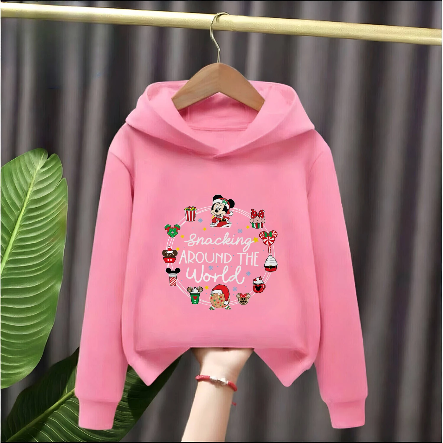 

Модная детская толстовка с капюшоном Disney 2026, уютный утолщенный пуловер, мягкая удобная одежда для маленьких мальчиков и девочек, модная одежда