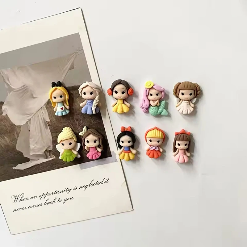 10 Stück Mini-Prinzessin-Cartoon-Mädchen-Kühlschrankmagnete aus Kunstharz, Aufkleber, Haken, perfekt für Foto, Nachricht, Karte, fester Magnet, Heimdekoration