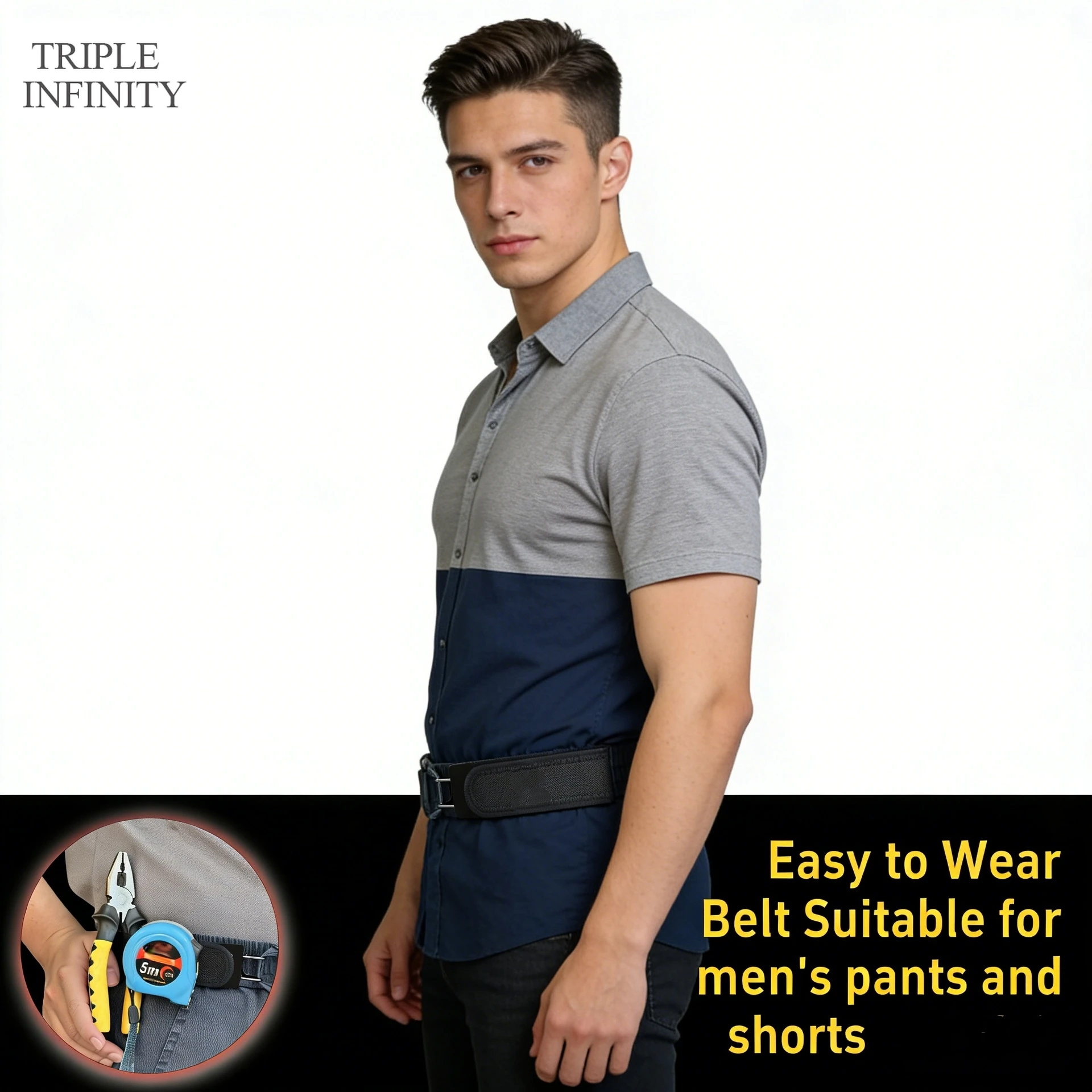 2026 Novel Elastic Invisible Belt For Men Black Stretch Waist Belts With Metal Hook Outdoor Work Pants Belt Buckleless