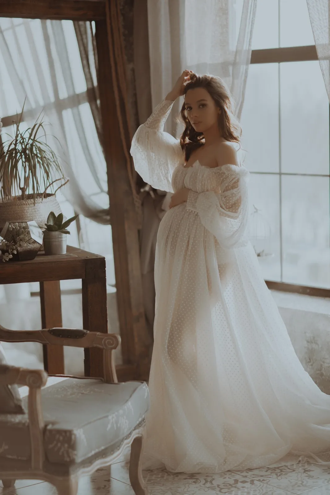Abiti coordinati per mamma e me Tulle Wave Point A Line Abito da sposa Abito fotografico per madre e figlia per ragazze