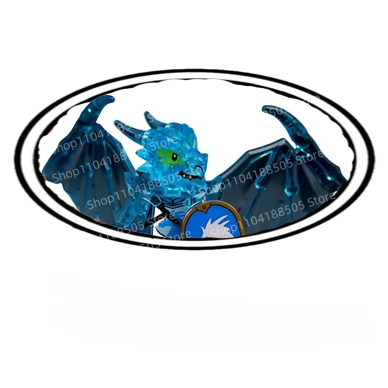 MOC نسخة الصدر من أجنحة معركة التنين، الظلام التنين فارس تمثال الزنزانة فسيفساء اكسسوارات هدية الحلي جمع