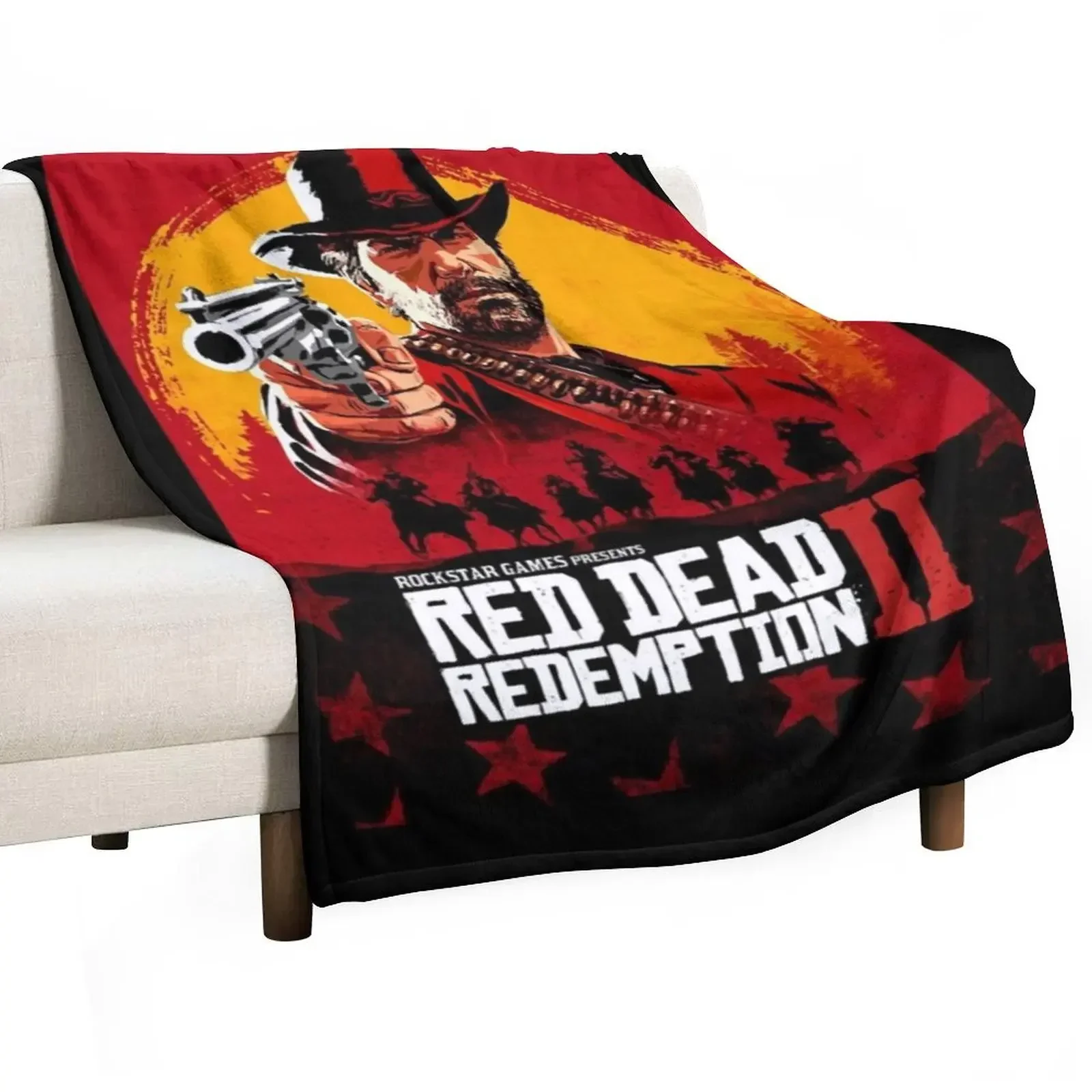 Red Dead Redemption II Rockstar Games Throw Blanket Flannels Loose Thermals For Travel Blankets