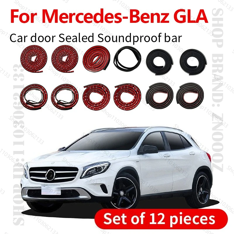 

For Mercedes-Benz GLA Car Door Seal Strip Rubber Double Layer Sealing Protector Soundproof Strip Dustproof Seal Strip 12PCS Set