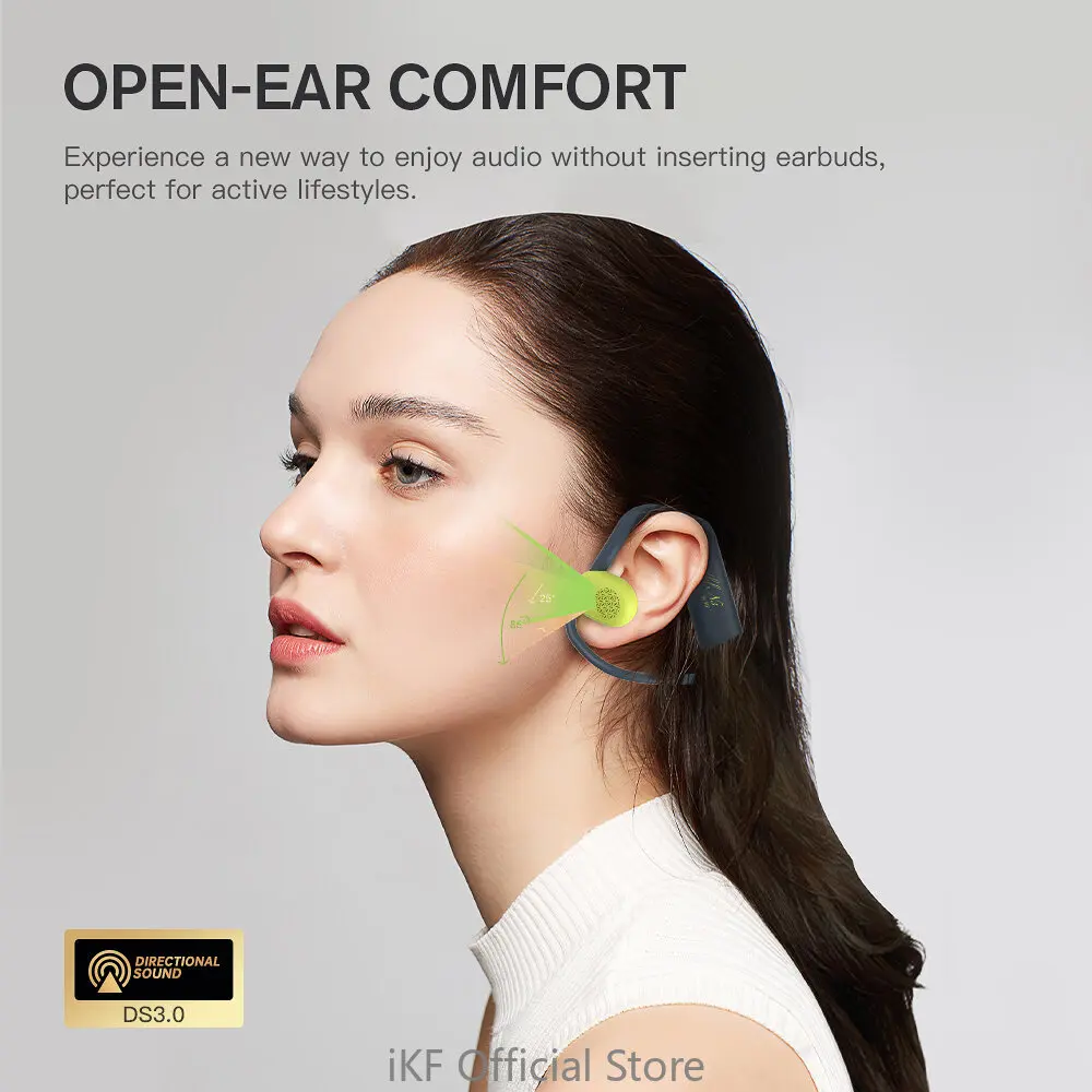 iKF N3 Open Air Conduction Bluetooth Headset 30 Battery Life Ear Hanging Suitable Forfitness/Cycling Outdoor Sports Headphone