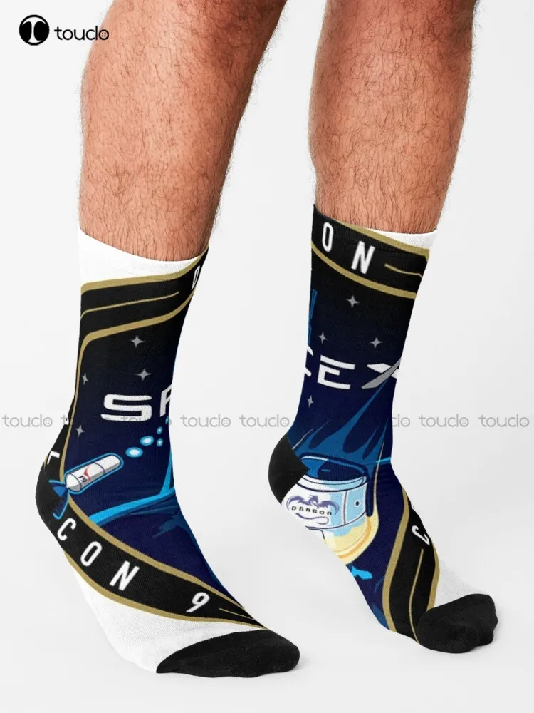 Space X  Socks Soccer Socks Girls Personalized Custom 360° Digital Print Gift Harajuku Unisex Adult Teen Youth Socks Colorful