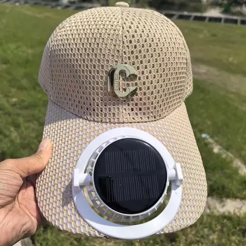 Imagen 2 del producto Gorra de protección solar de malla transpirable, sombrero de malla transpirable con carga Solar, sombreros de pesca al aire libre, gorra de camionero Snapback
