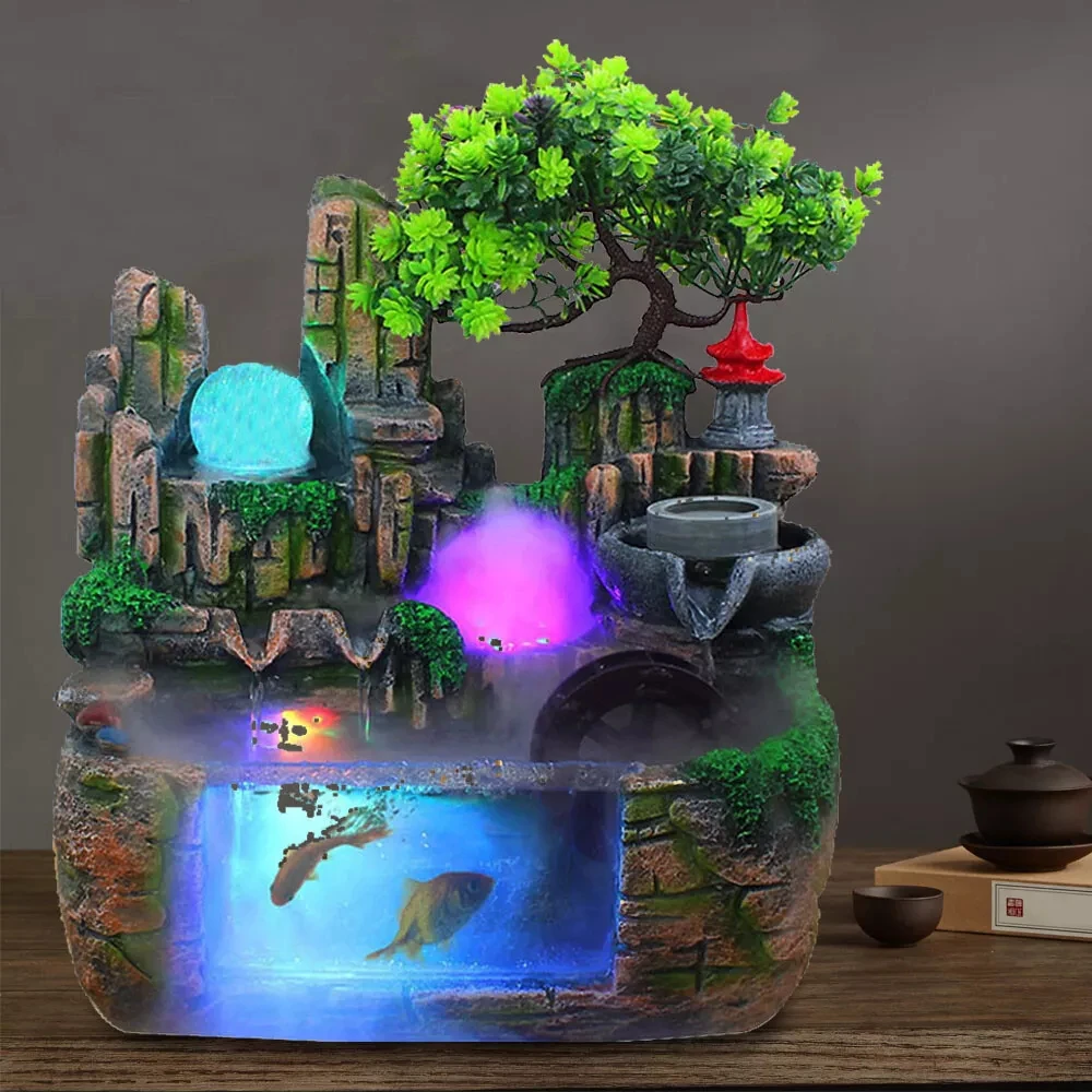 

Rockery Feng Shui Water Fountain - Indoor Desktop Waterfall Decor with Soothing Water Sound