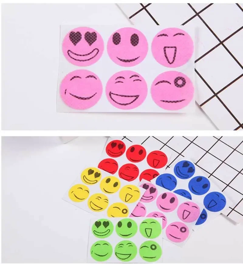 Cartoon Smiley Face Children's Plant Essential Oil Stickers 6 Stickers/pack for Baby Protection