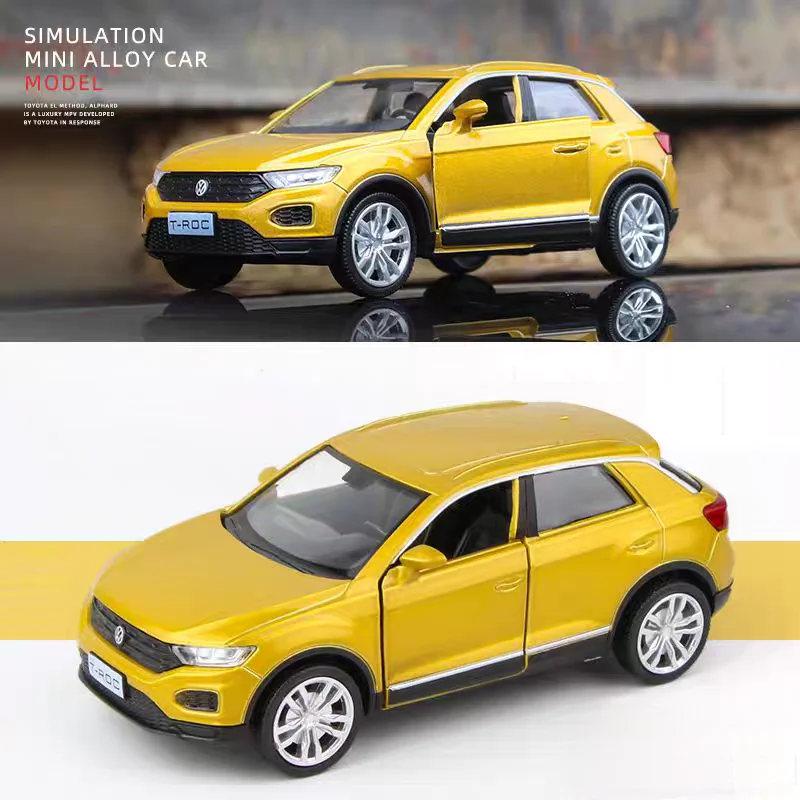 Volkswagen T-ROC SUV Simulation Diecast & Toy Vehicles Pull Back & Doors Open RMZ City 1:36 Alloy Car Model Holiday Gifts