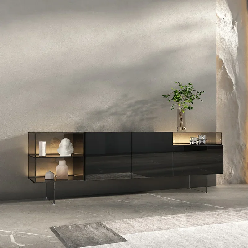 Italian light luxury suspended TV cabinet coffee table combination