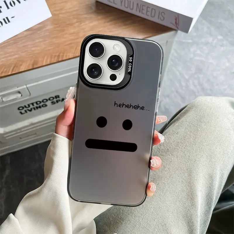 

The expression pattern is simple phone case for iPhone 16 15 14 13 12 11 Pro/ Max/Plus shock-proof rear cover anti-fingerprint