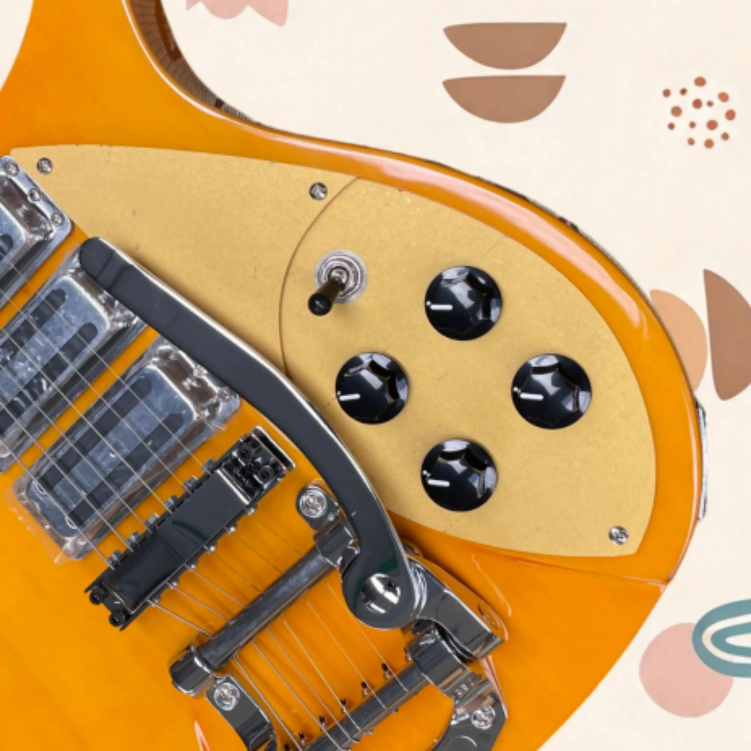 Vintage Style Bright Yellow 6 String Electric Guitar, Mahogany Body, Tremolo System Guitars, Ideal for Retro Rock Music Guitarra