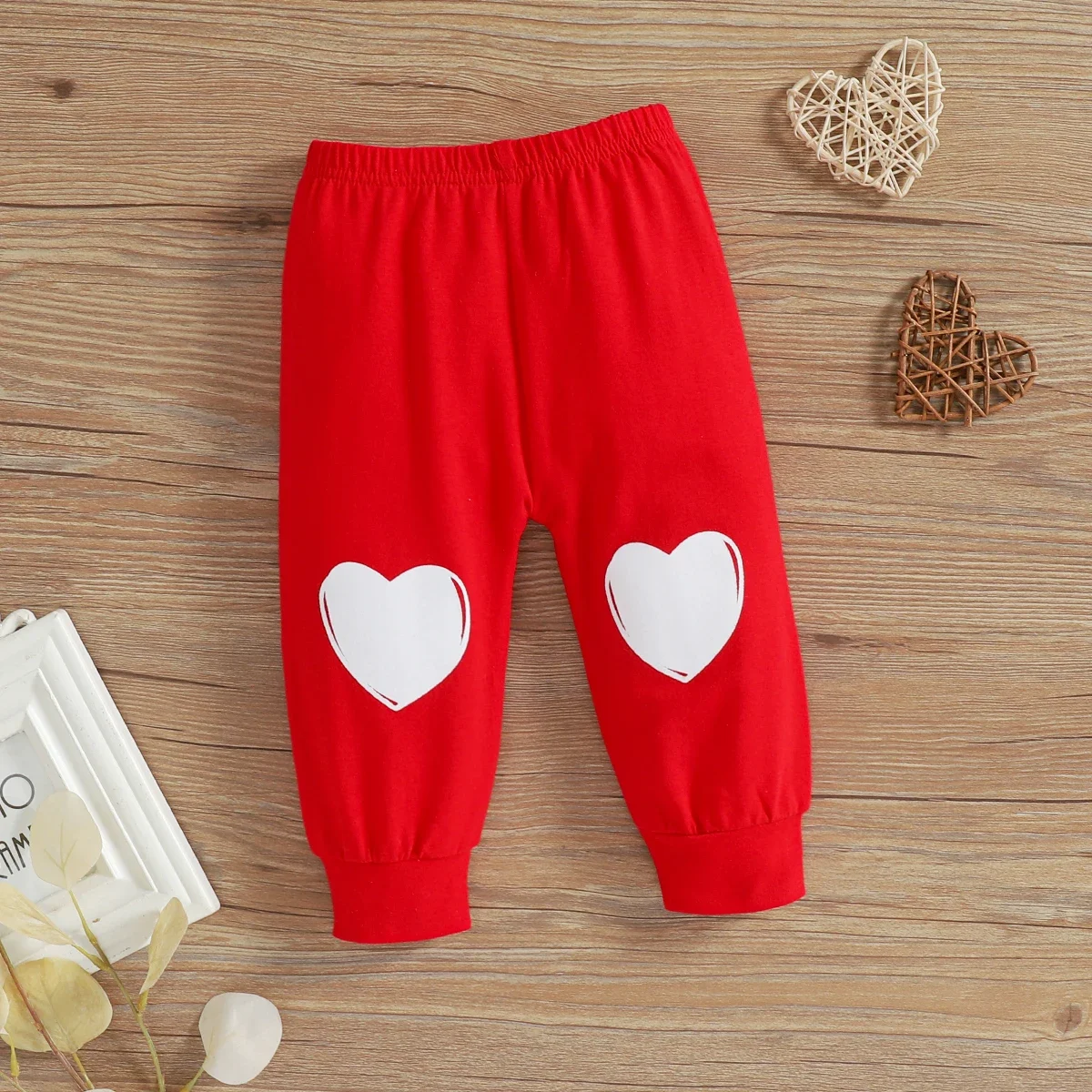 Lioraitiin Newborn Infant Baby Boy Girl Suit Set - Letter Print Romper + Heart Print Pants + Hat